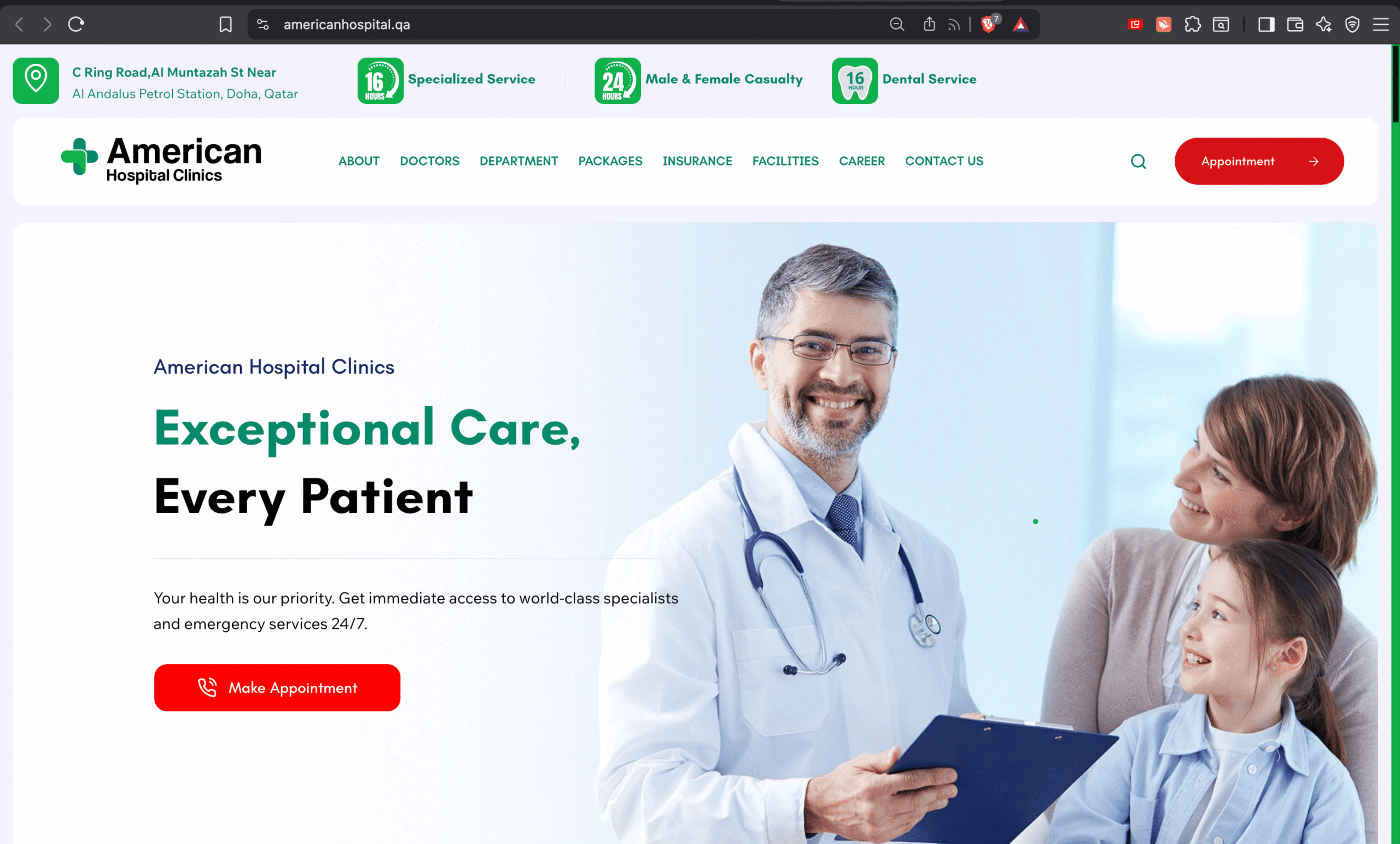 American Hospital Qatar — English Website Homepage