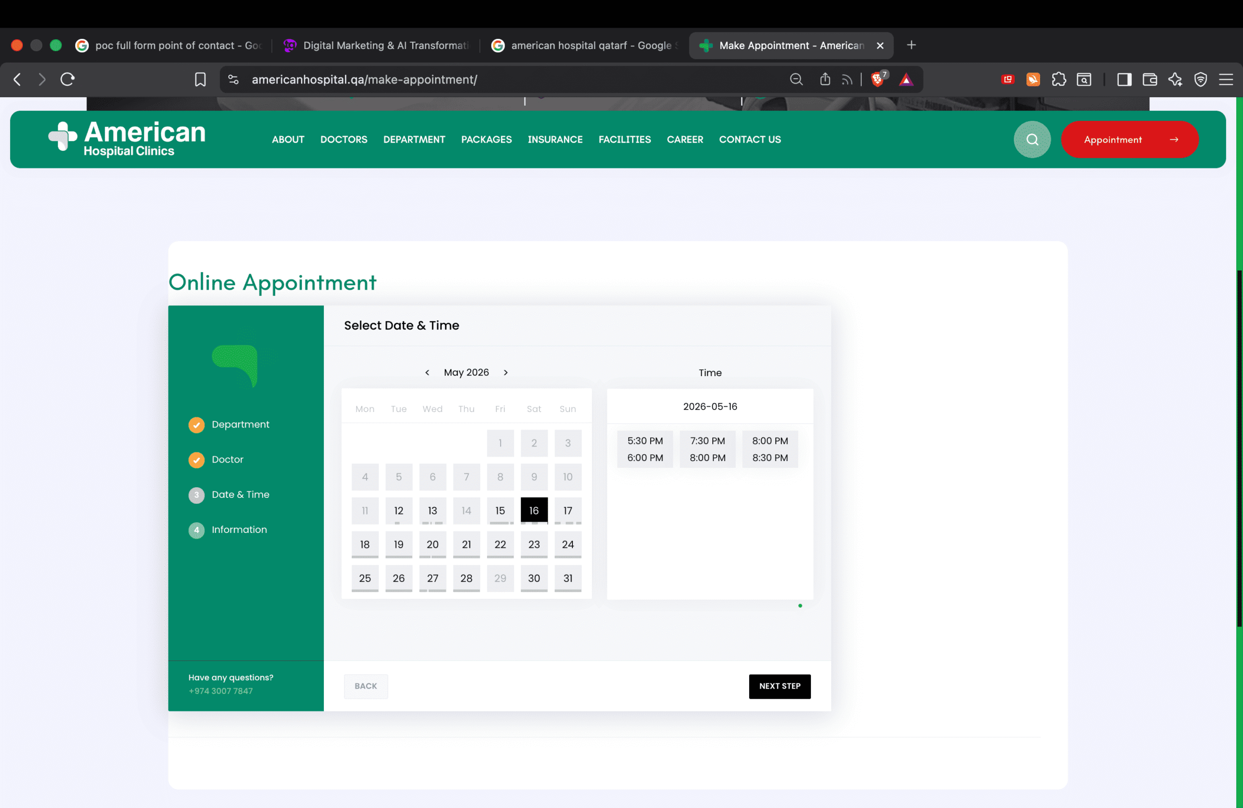 Book Appointment — Select Date & Time
