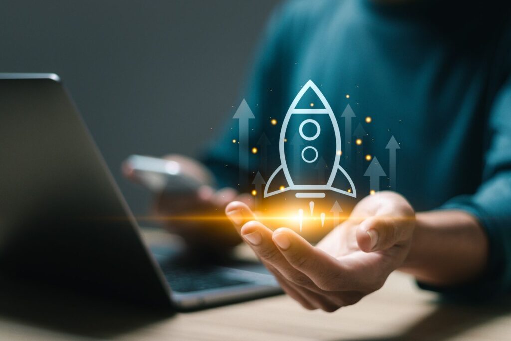 Business professionals working with CRM and ERP systems