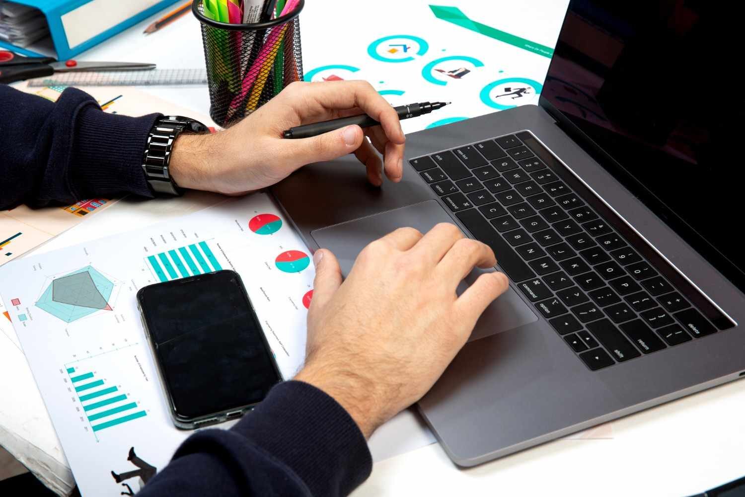 Marketing team analyzing campaign performance data and analytics