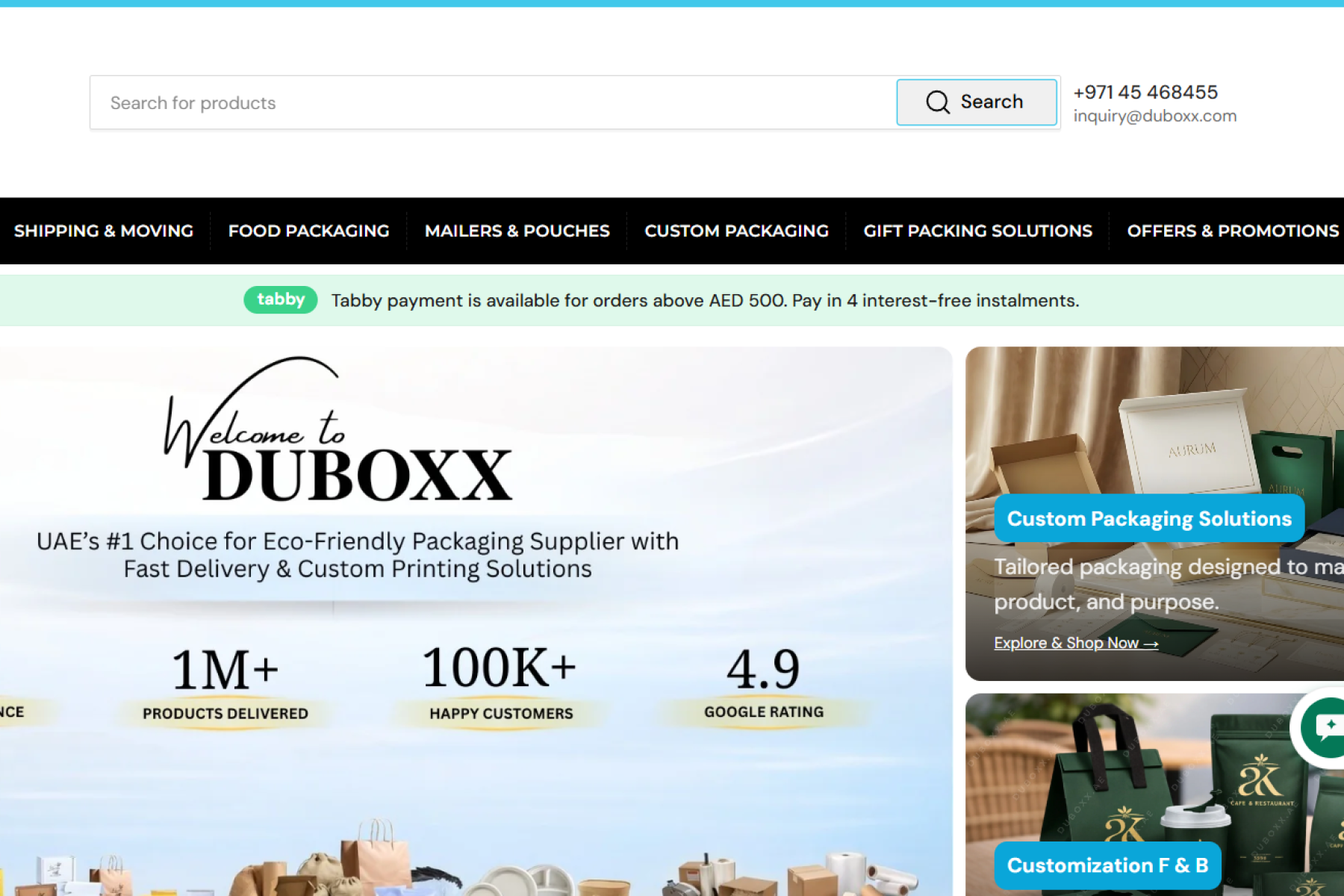 Modern Shopify website with product categories and secure checkout